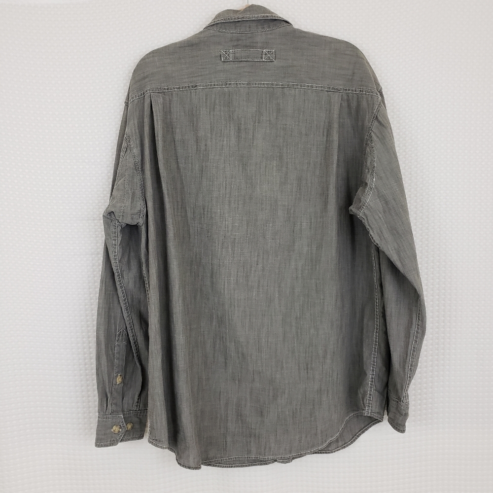 Duluth Trading Company Button Down Shirt Gray Size Large Free Swinging View 4